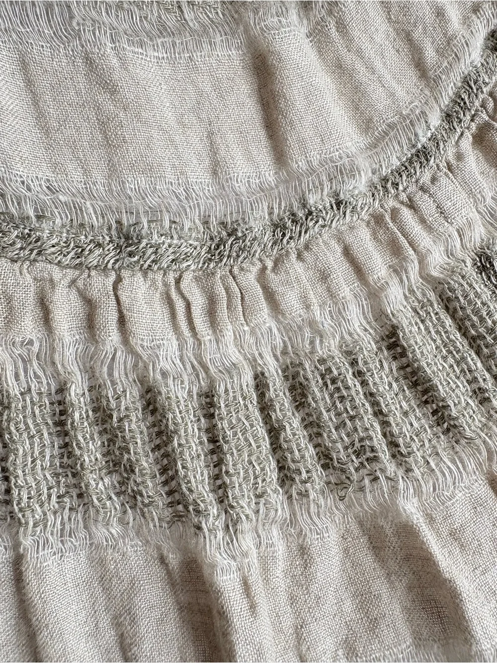 La Bottega di Brunello girls flax linen dress striped artsy woven size 5 Italy